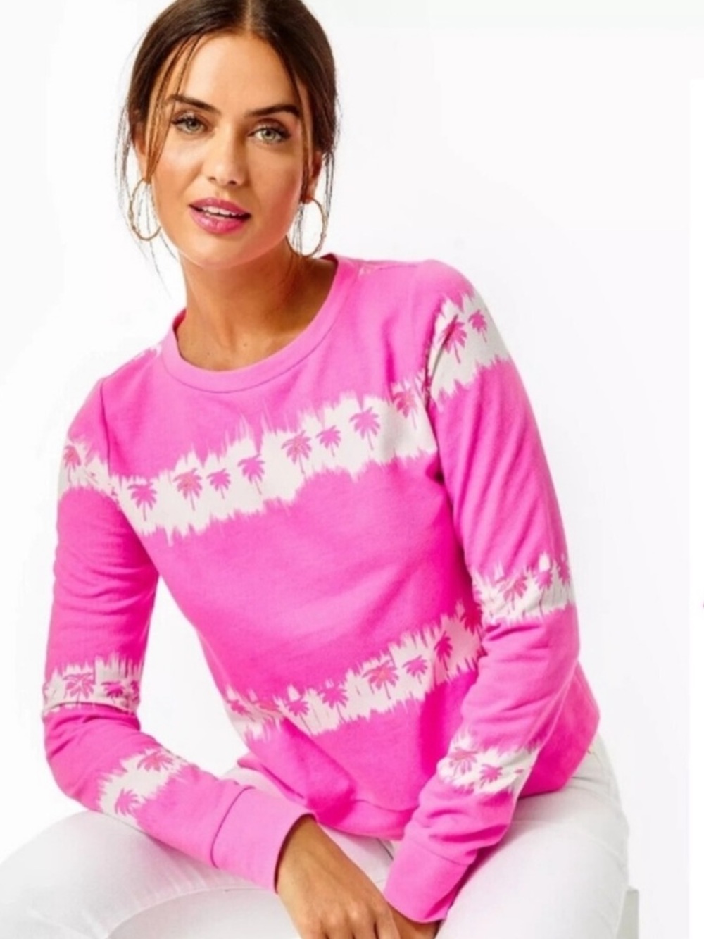 Lilly Pulitzer GAHL SWEATSHIRT PLUMARIA PINK PARADISE PALM